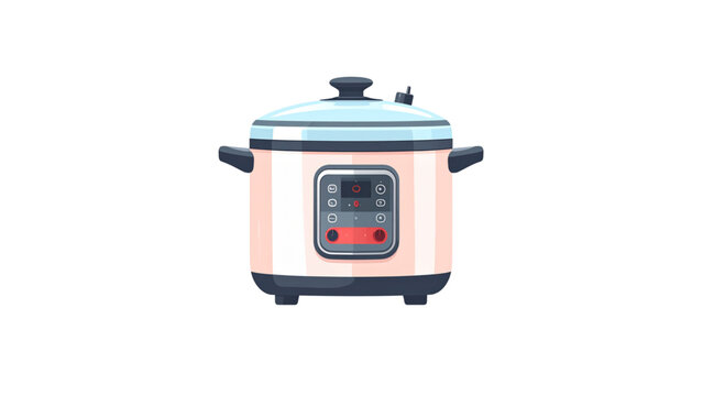 Modern electric slow cooker with digital display and control buttons Vector