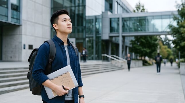 Focused person working or studying at a desk in a modern office or library setting