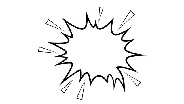 Jagged explosion speech bubble with sharp edges and radiating lines designed for high impact comic book dialogue.