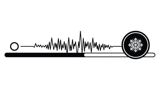 Concept illustration showing sound waves and a snowflake icon on a progress bar representing cooling or winter vibes.