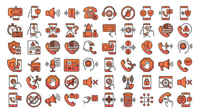 Social Security Scam Warning Icon Set in Linear Gradient Style. Collection of Fraud Linear Icons, including social security, retirees, scams, identity, theft, medicare