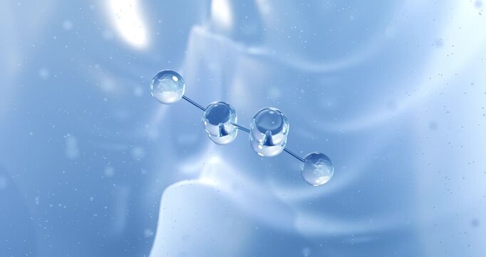 Polytetrafluoroethylene rotating molecular structure, 3d model of fluoropolymer
