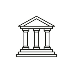 Obraz premium Bank building icon. minimal outline courthouse or government office vector illustration.