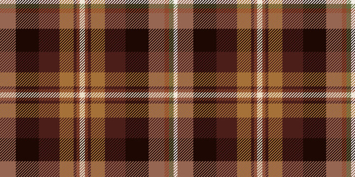 A seamless brown tartan pattern for textiles and decor. A classic Scottish pattern in warm chocolate tones for backgrounds and packaging designs