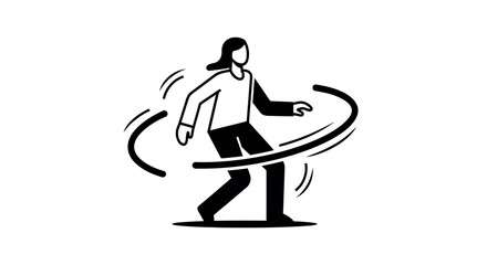 Woman playing with hula hoop actively. © Mic