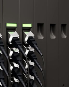 ethernet network cables plugged into a server switch