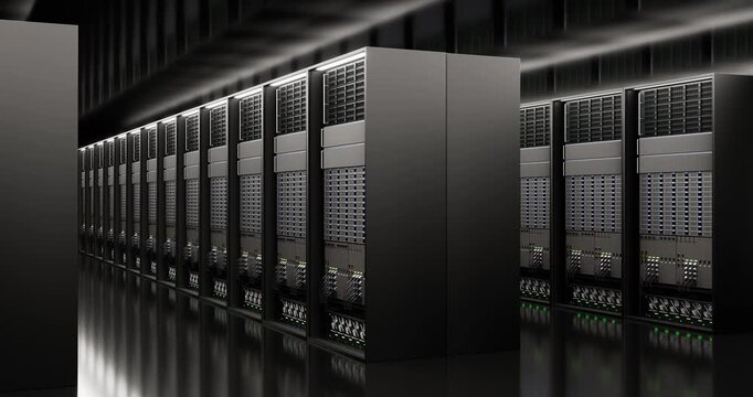data center with rows of server racks