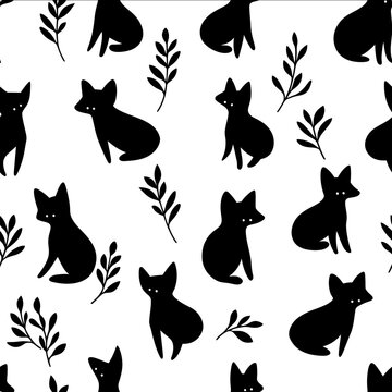 vector dhole silhouette black on white background simple shapes svg pattern
