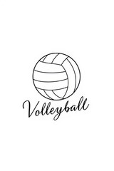 Fototapeta premium A minimalist sketch of a volleyball with the word volleyball beneath it isolated on white background