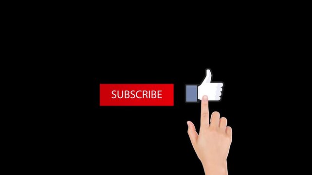 Hand clicking like button animation on green screen featuring a finger pressing a like icon with smooth motion