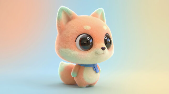 Adorable Fluffy Fox Cub Portrait Soft Lighting
