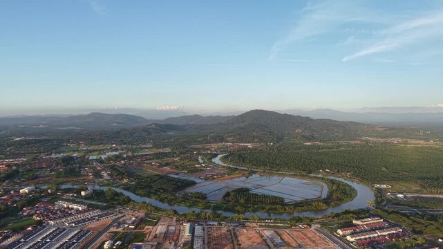Top down aerial perspective of a mature residential precinct in Parit Buntar