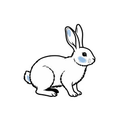 Obraz premium White rabbit illustration isolated on black background
