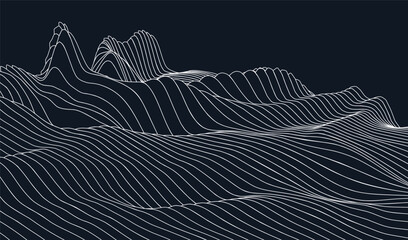 Map abstract contour for relief terrain grid and land landscape line. Cartography geography topography for mountain topographic vector and geographic texture topo. Map design wavy with relief. © Shanvood