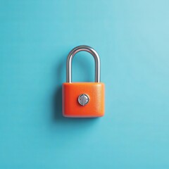 Fototapeta premium Orange padlock symbolizes security, protection, digital safety, privacy, trust, data encryption, modern technology concept.