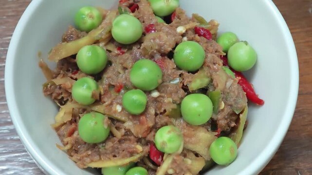 Nam Prik Kapi is a Thai dish.