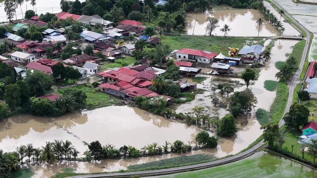 Labuh Banting green village flood with paddy fields