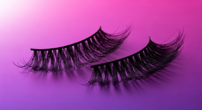 Luxurious volume and length provided by artificial strip lashes designed for dramatic eye makeup enhancement and cosmetic beauty routines, elegant, dark, black