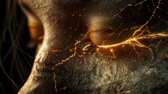 International Scurvy Awareness Day:macro close-up of human skin with scurvy-related bruising, elegant gold light tracing weakened capillaries beneath the surface, black velvet background