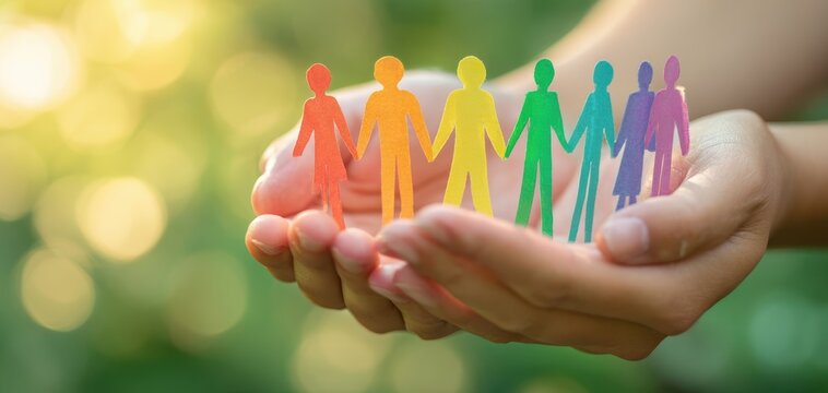 The Paper People in Hands Symbolizing Diversity Unity and Community Support