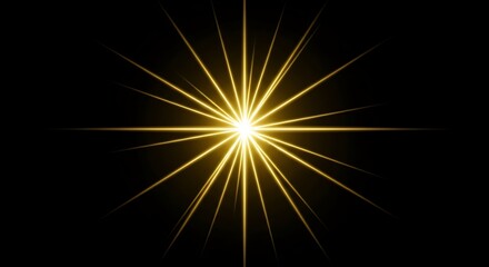 Fototapeta premium Golden starburst effect radiates brightly against a stark black background