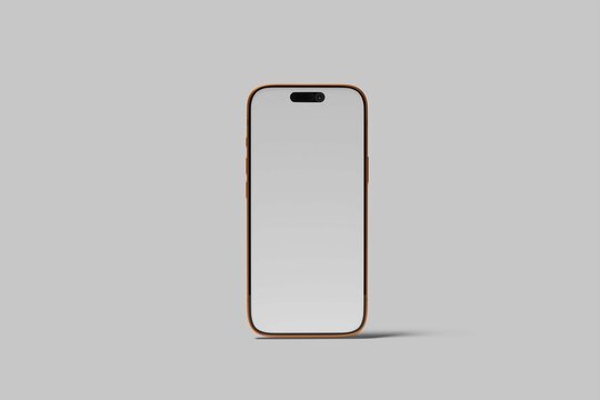 Gold Framed Smartphone with Blank White Screen for App Presentation