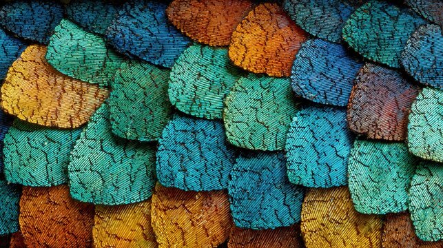 Microscopic View of Colorful Leaf-like Structures
