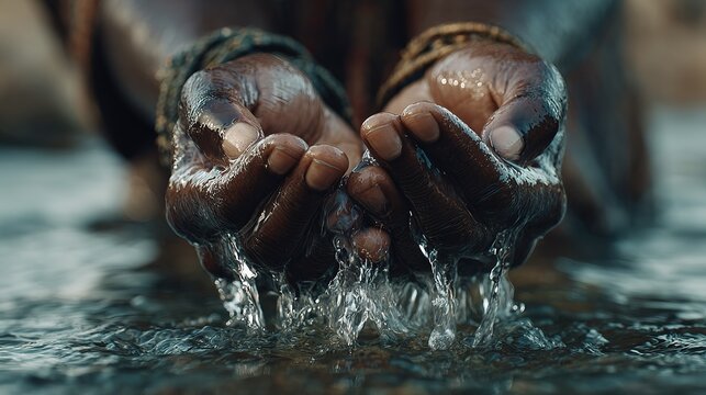 Hands in the Water, Close-Up Shot