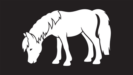 Fototapeta premium White Pony Silhouette Illustration on Solid Black Background