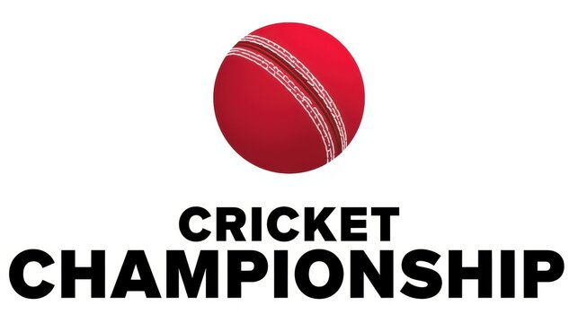 Cricket championship logo with a stylized cricket ball and bold text isolated on white background