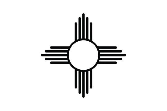 Symbolic Zia Sun Symbol, New Mexico State Flag Icon, Minimalist Line Art, Cultural Heritage, Southwest Native American Design, Spiritual Meaning