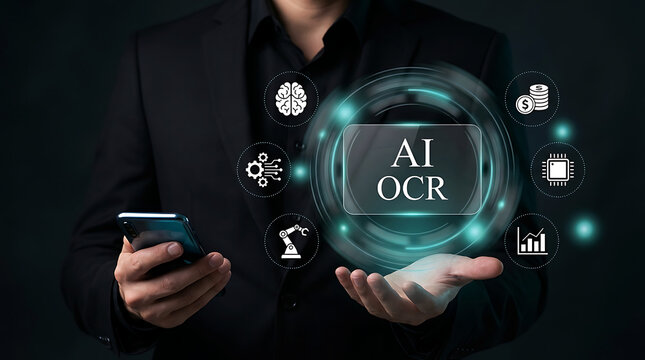 AI Powered OCR Technology Document Recognition Data Extraction Automation Business Concept