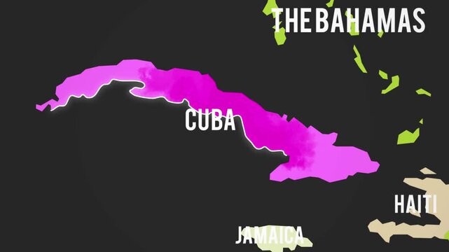 Cuba 3D Map Animation With Glowing Line