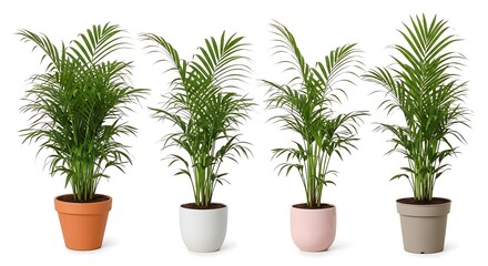 Fototapeta premium A comparative display of dracaena marginata plants in different colored pots for indoor decoration