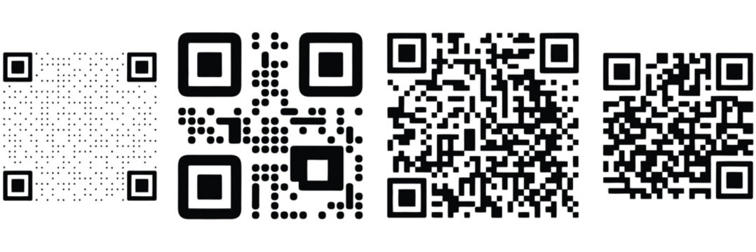 Fake QR code vector design mockups editable flat minimal illustration for digital projects and interface presentation.