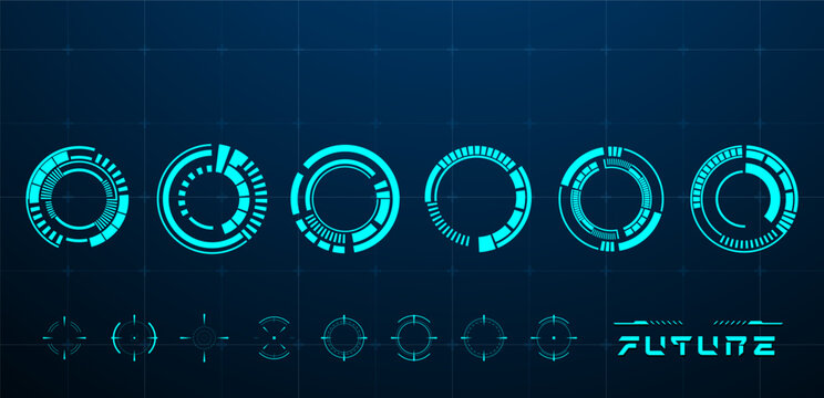 Set circle technology or round futuristic. Vector editable