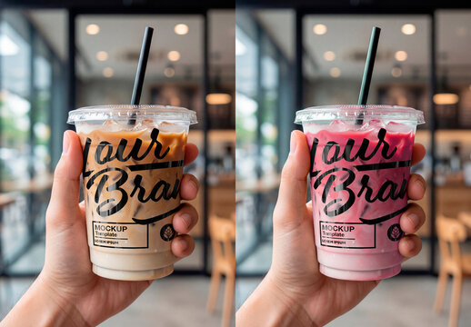 Iced Coffee Cup Mockup &ndash; Cafe takeaway branding