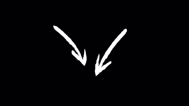 Scribble Arrow Marks &ndash; Hand Drawn Downward Double Pointer Overlay Motion Alpha Channel 4K
