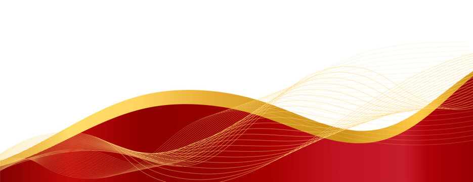 Curved golden yellow wave and a deeper red wavy border, footer vector illustration
