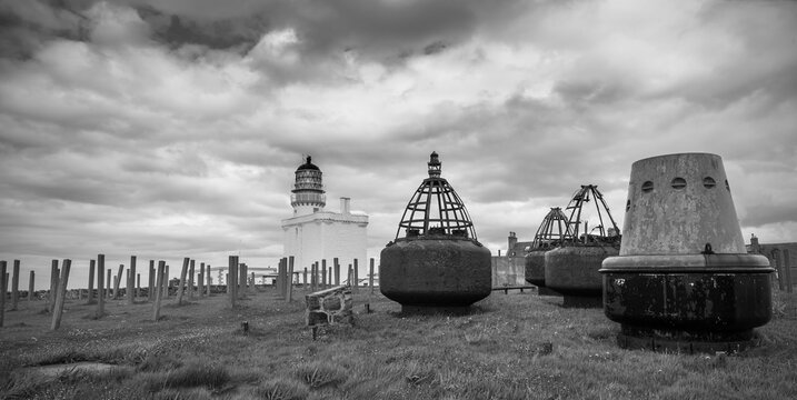 Lighthouse and buoys in Fraserburgh