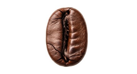 Fototapeta premium Roasted coffee bean sits isolated against a clean white background.