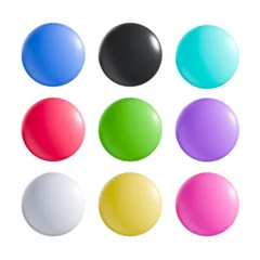Round buttons in various colors. Simple design elements for user interface or graphic design projects. © Yingko