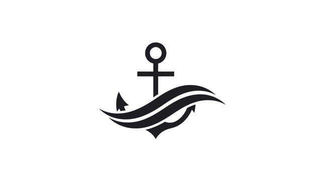 Black anchor symbol icon.