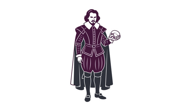 William Shakespeare Holding Yorick Skull.