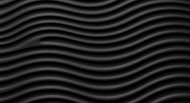 Abstract Black Wavy Lines Texture Background.