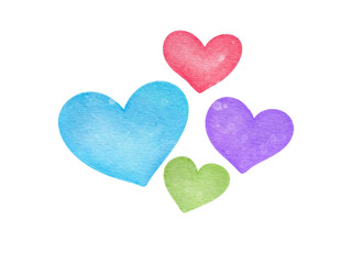Fototapeta premium Watercolor Colorful Hearts Illustration