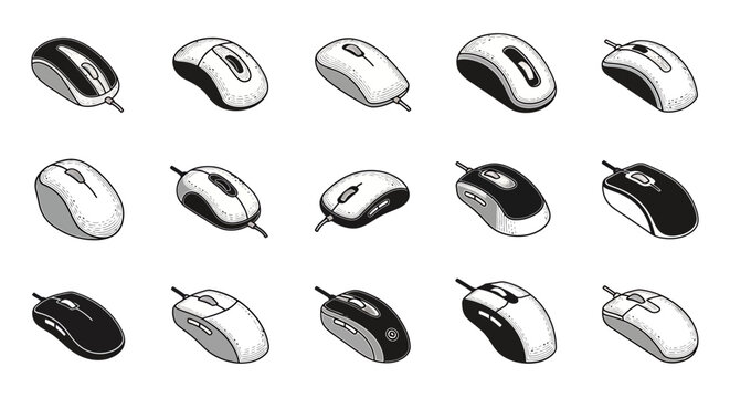 collection of computer mice in various designs and colors