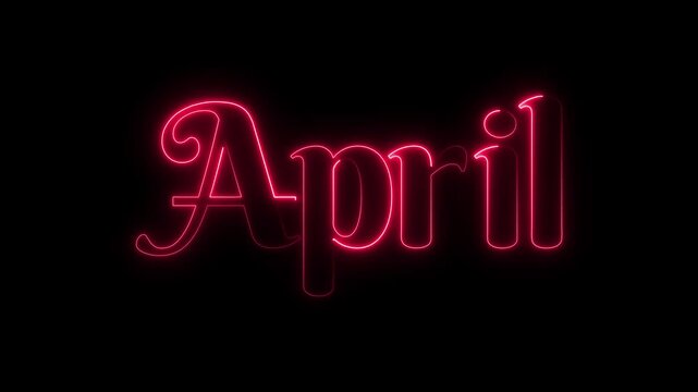april month name animation 4k loopable overlay alpha channel. april text animation, animated april month title.