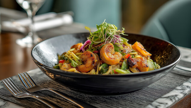 퓨전 누들 요리 고급 레스토랑 감성