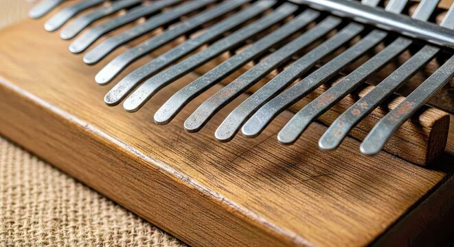 Close up of Kalimba Wooden Music Therapy Instrument for Wellness Marketing Campaigns Kalimba Thumb Piano